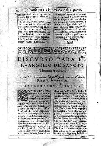 Discurso para el Evangelio de Sancto Thomas Apostol