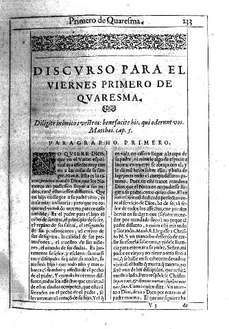 Discurso para el viernes primero de Quaresma