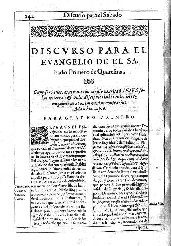 Discurso para el Evangelio de el Sabado Primero de Quaresma