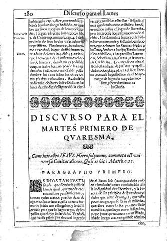 Discurso para el martes primero de quaresma