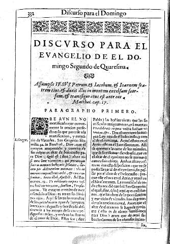 Discurso para el Evangelio de el Domingo Segundo de Quaresma