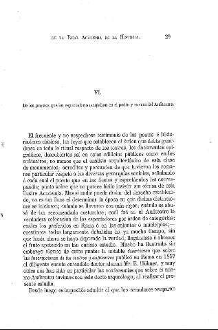 VI. De los puestos que los espectadores ocupaban en el podio y cavas del Anfiteatro