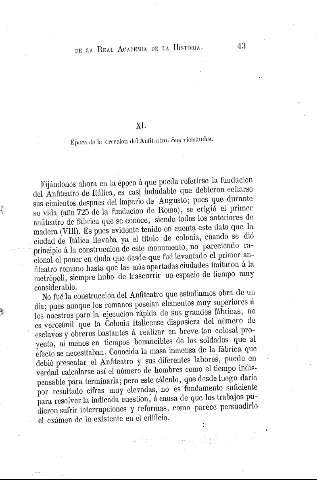 XI. Época de la creación del Anfiteatro. Sus vicisitudes