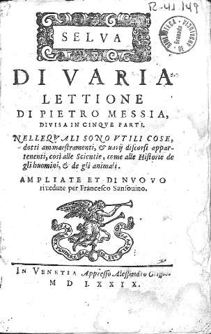 Di varia lettione di Pietro Messia, ...