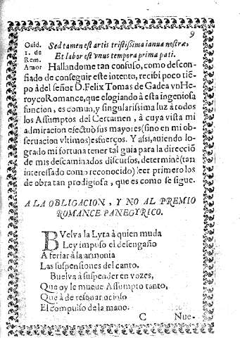 A la Obligacion, y no al premio romance panegyrico
