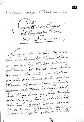 Capit. 5º delos tiempos del Emperador Dn. Carlos 5º