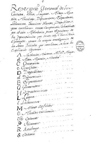 Repertorio General de las Ciudades, Villas ...