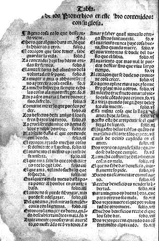 Tabla de los Proverbios en este libro contenidos: con su glosa