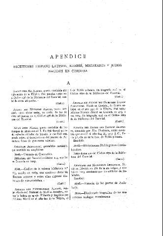 Apendice. Escritores hispano latinos, arabes, mozarabes y judios nacidos en Cordoba