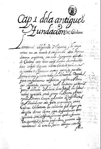 Cap 1 dela antigue y Fundacion de Cordoua