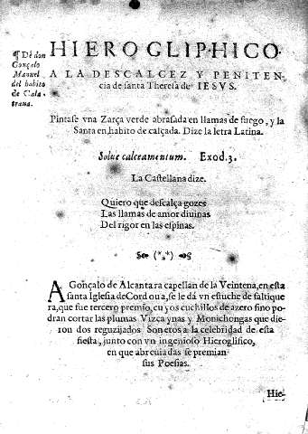 Hierogliphico a la Descalcez y Penitencia Theresa de IESUS