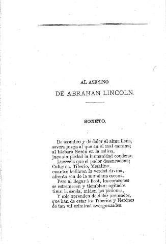 Al asesino de Abrahan Lincoln. Soneto