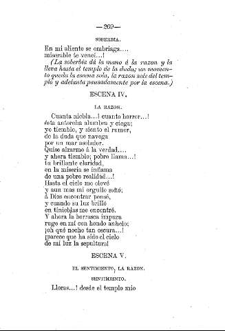 Escena IV. La Razón - Escena V. El Sentimiento, la Razón, el Sentimiento