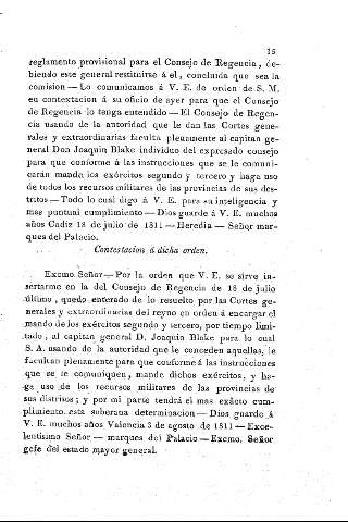 Contestación á dicha orden