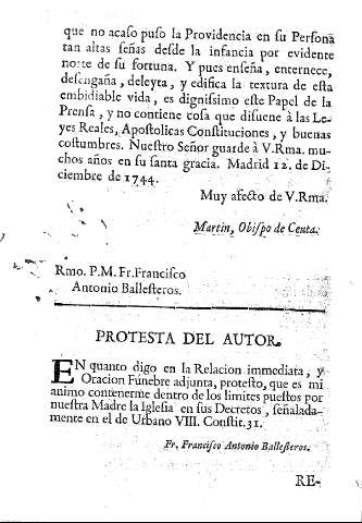 Protesta del autor