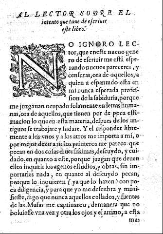 Al lector sobre el intento que tuve de escrivir este libro