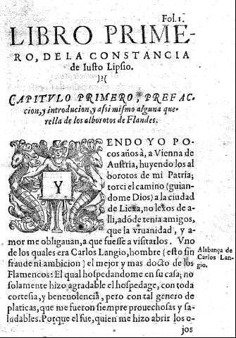 LIBRO PRIMERO, DE LA CONSTANCIA DE IUSTO LIPSIO