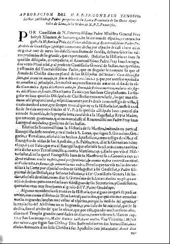 Aprobacion del M.R.P. Fr. Gonzalo Tenorio ...