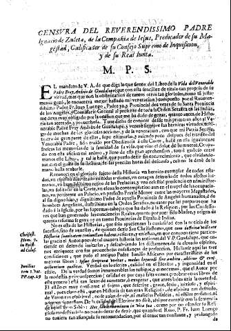 Censura del Reverendissimo Padre Ignacio de Zuleta, de la Compañia de Iesus ...
