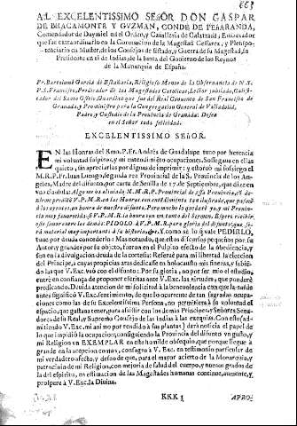 Al Excelentissimo Señor Don Gaspar de Bracamonte y Guzman, Conde de Peñaranda ...