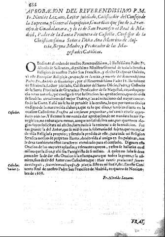 Aprobacion del Reverendissimo P.M. Fr. Nicolas Lozano ...