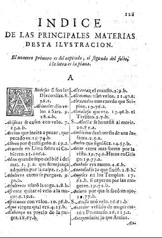 Indice de las principales materias desta ilustracion