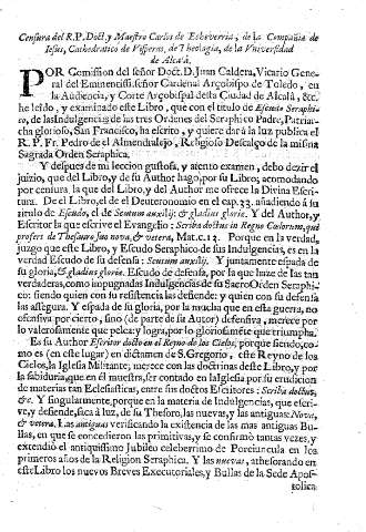 Censura del R.P. Doct. y Maestro Carlos de Echeverria, de la Compañia de Iesus ...