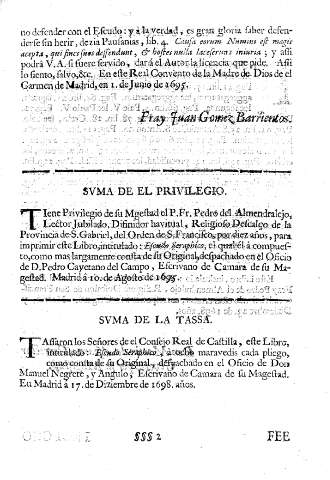 Suma del Privilegio. Suma de la tassa