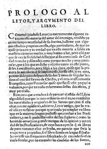 Prologo al letor, y argumento del libro