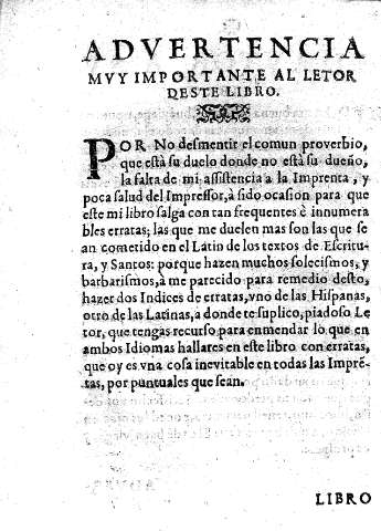 Advertencia muy importante al letor deste libro.