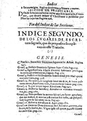 Indice segundo de los lugares de escritura sagrada, que de proposito se explican en este Tratado.