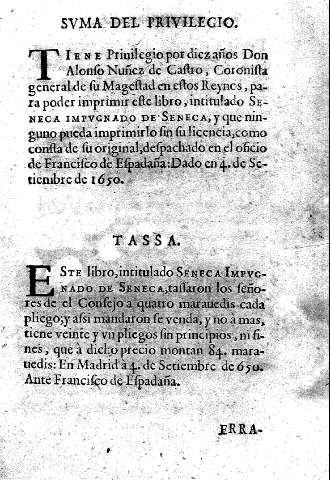 Suma del privilegio . Tassa.