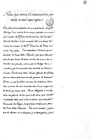 Nota que tenia el manuscrito por donde se sacó esta copia
