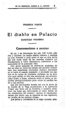 Primera Parte. El diablo en Palacio  -  I. Conversaciones a oscuras
