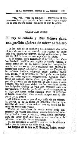 XVIII. El rey se enfada y Ruy Gómez gana una partida de ajedrez sin mirar al tablero