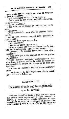 XCV. De cómo el paje seguía engañando con la verdad