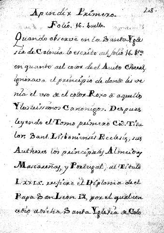 Apendix Primero. Folio. 16. buelto