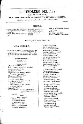 El Tesorero del Rey. Drama en cuatro actos, de D. Antonio García Gutiérrez y D. Eduardo Asquerino