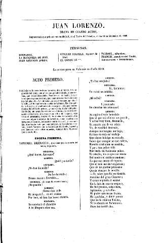 Juan Lorenzo. Drama en cuatro actos