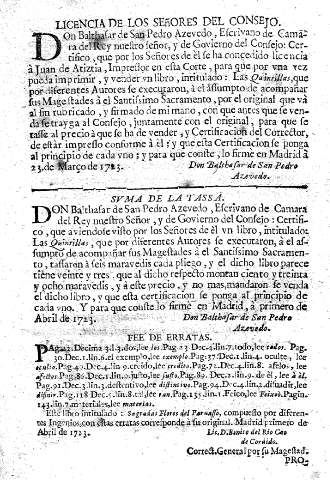 Licencia de los señores del Consejo. Suma de la tassa.