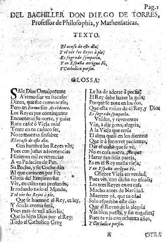 Del bachiller Don Diego de Torres, professor de Philosophia, y Mathematicas.