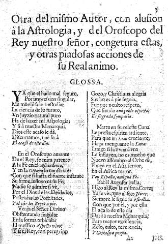 Otra del mismo autor, con alusion a la Astrologia, y del Oroscopo del Rey nuestro Señor, congetura estas y otras piadosas acciones de su Real animo.
