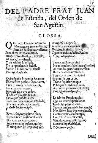 Del Padre Fray Juan de Estrada, del Orden de San Agustin.