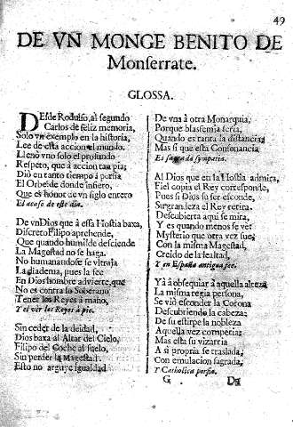 De un Monge Benito de Monserrate.