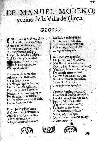 De Manuel Moreno vezino de la Villa de Yllora