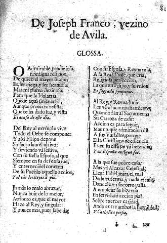 De Joseph Franco, vezino de Avila