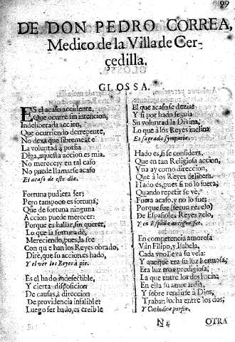 De Don Pedro Correa, Medico de la Villa de Cercedilla.
