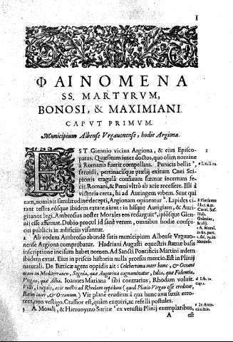 Fainomena SS. Martyrum, Bonosi, & Maximiani.