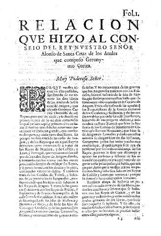 Relacion que hizo al Conseio del Rey nuestro Señor Alonso de Santa Cruz de los Anales que compuso Geronymo Çurita