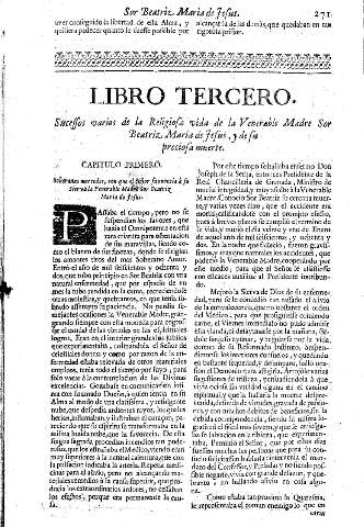 Libro Tercero. Sucessos varios de la Religiosa vida de la Venerable Madre Sor Beatriz Maria de Jesus, y de su preciosa muerte